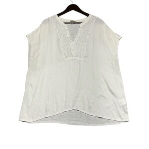 Anthropologie‎ Dolan White Eyelet Capped Sleeve V-Neck Lightweight Blouse Shirt